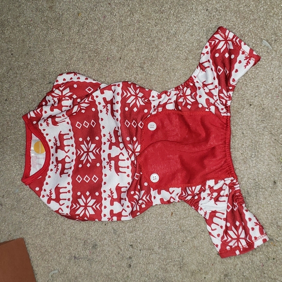 Other - Dog jammies red and white buttoned bottom